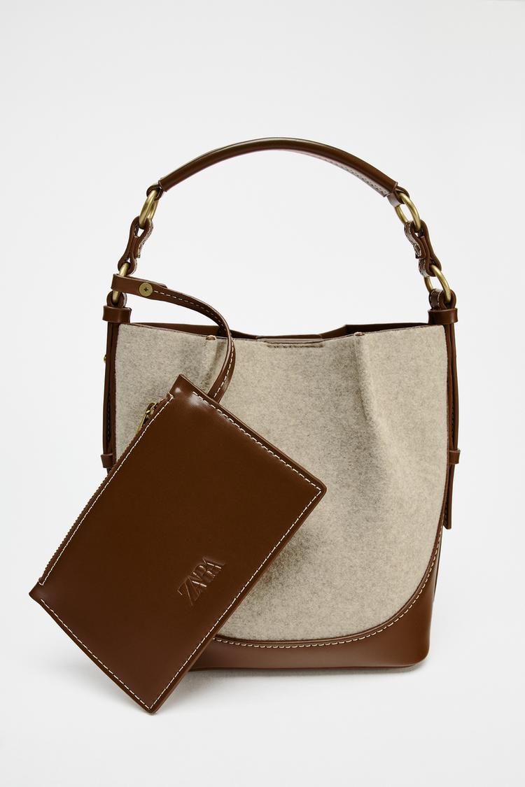 Zara TOPSTITCHED BUCKET BAG