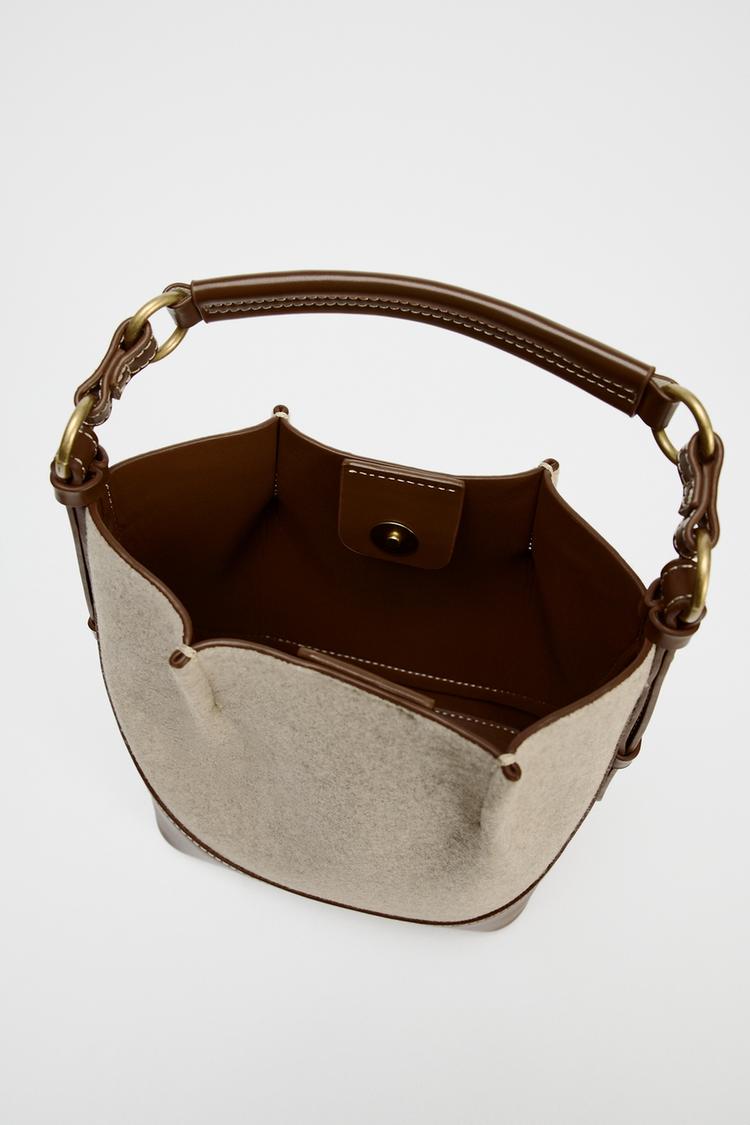 Zara TOPSTITCHED BUCKET BAG