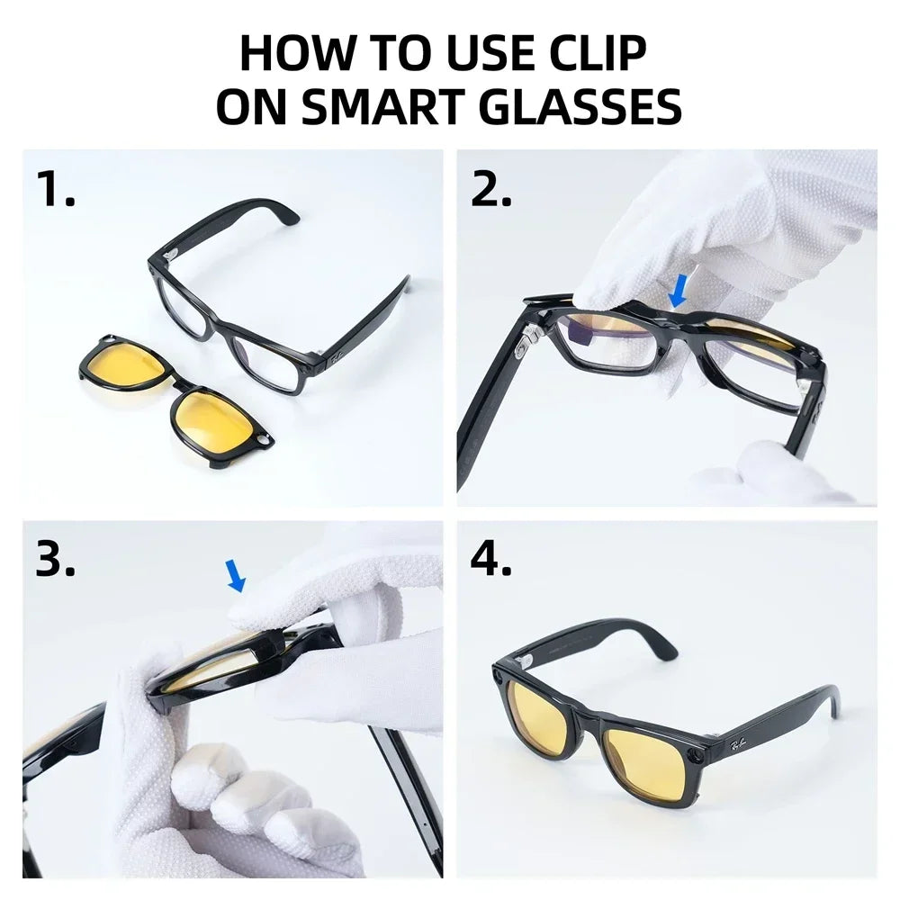 Hibloks For Ray-Ban Meta Wayfarer (Large) RW4008 (Standard) RW4006 Glasses Clip Polarized Sunglasses lenses Anti-Glare