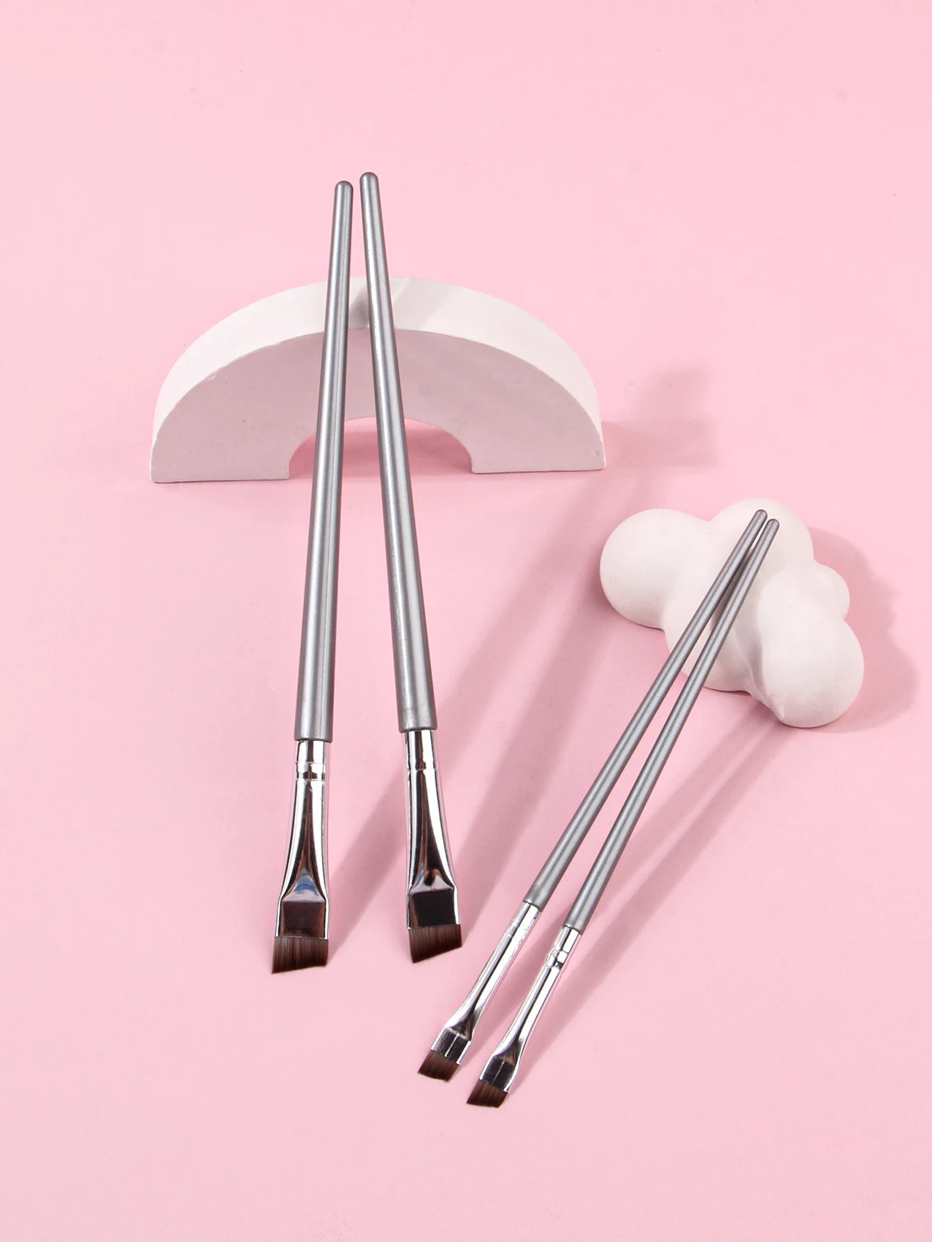 4PCS Liquid Eyeliner Brush Ultra Thin Fine Oblique Angle Flat Head Eyebrow Brush