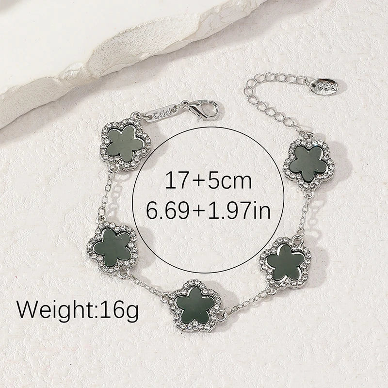 Flower Shape Bracelet Multi Colored With Shiny Cubic Zircon Adjustable Chain Sweet Style Personality Simple Design Jewelry