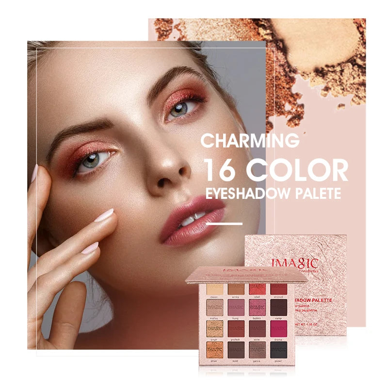 IMAGIC New Arrival Charming Eyeshadow 16 Color Makeup Palette Matte Shimmer Pigmented Eye Shadow Powder