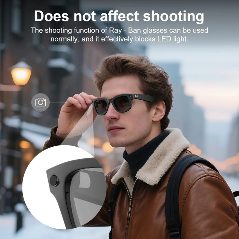 HIBLOKS For Ray-Ban Meta Wayfarer RW4008/RW4006 Skyler RW4010 RW4009/RW4009F AI intelligent Glasser Record Video Shading Sticker