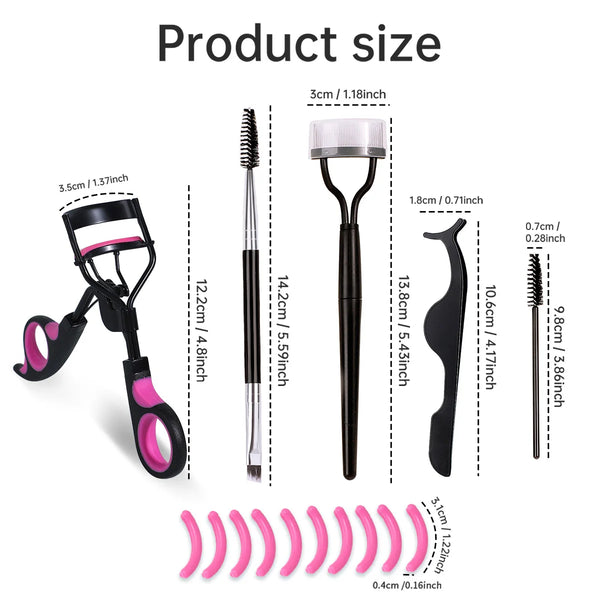 6PCS eyelash tool set, stainless steel two-color black handle eyelash curler, used for eyelash extension and curling tools