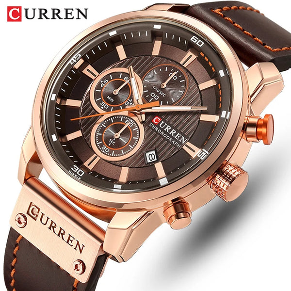 CURREN Brand Watch Men Leather Sports Watches Men's Army Military Quartz Wristwatch Chronograph Male Clock Relogio Masculino