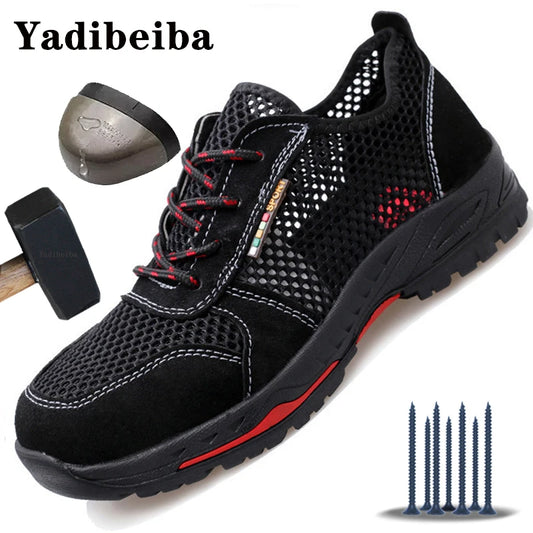 Summer Men Safety Shoes Anti-Smash Indestructible Shoes Breathable Mesh Work Shoes Men Women Work Sneakers Light Steel Toe Shoes