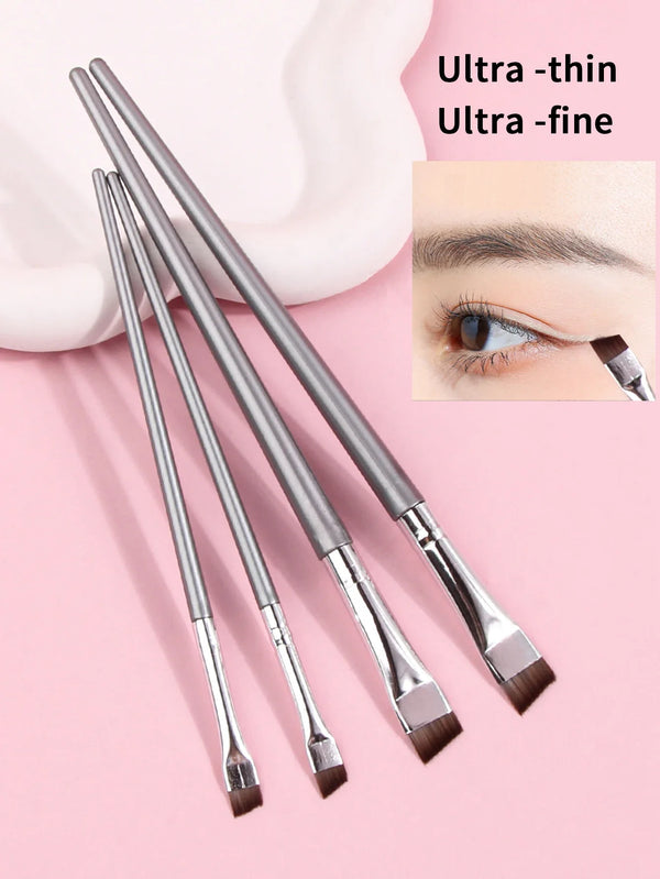 4PCS Liquid Eyeliner Brush Ultra Thin Fine Oblique Angle Flat Head Eyebrow Brush