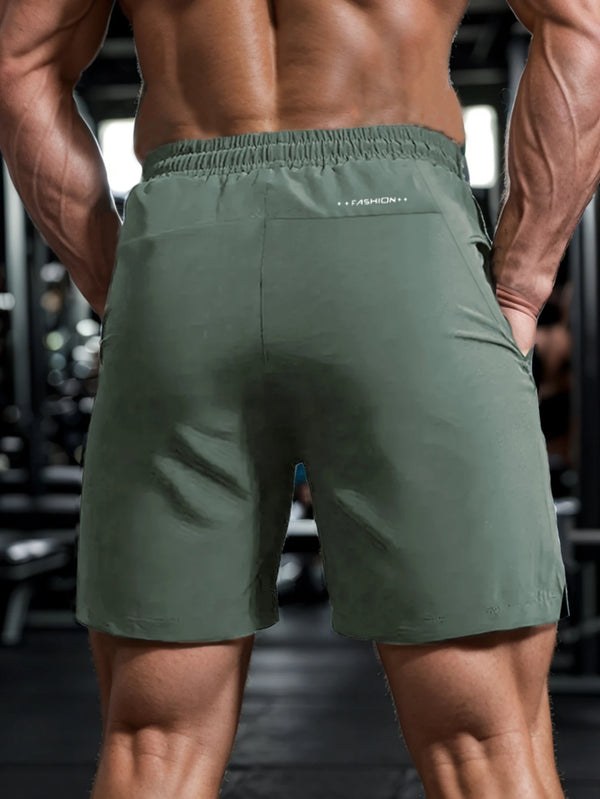 Men's Quick Drying Active Shorts with Zipper Pockets and Drawstring Waist