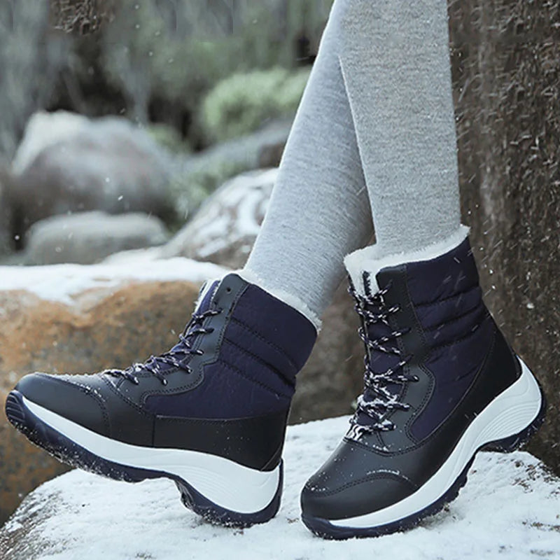 Snow Women's Boots Solid Shoes Women Platform Woman Shoes Fashion Mid Women's High Boots Lightweight Women Boots Botas Mujer