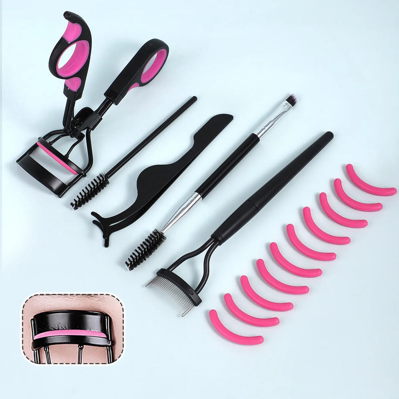 6PCS eyelash tool set, stainless steel two-color black handle eyelash curler, used for eyelash extension and curling tools