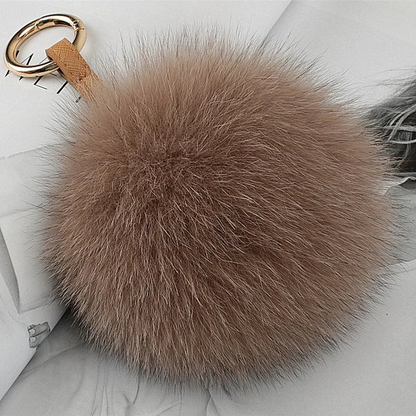 2024 Luxury 13cm Fluffy Real Fox Fur Ball Pom Poms Fur Pompom High Quality Keychain Car Key Chain Metal Ring Pendant For Women