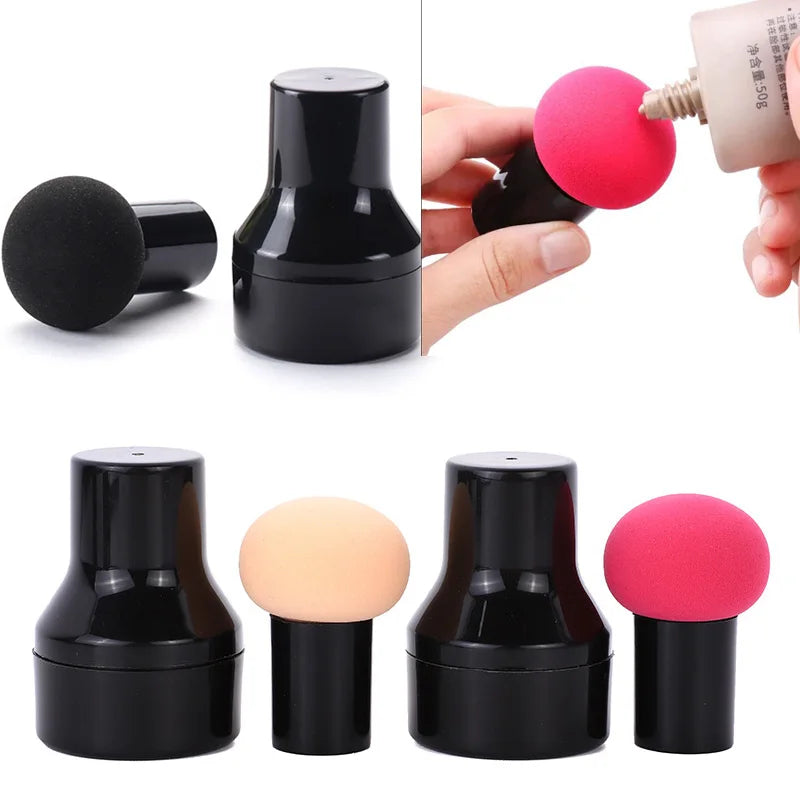 Cosmetic Puff Powder Brush Round Head Mushroom Shape Handle Makeup Foundation Sponge Concealer Smooth Dry &Wet Beauty Tool