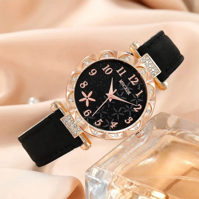 10pcs Women's Watch Set Fashion Casual Round WOMEN'S Quartz Watch Fashion Hairpin Earrings Necklace Ring Watch Set